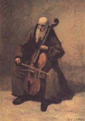 Le moine au violoncelle (mk11), Jean Baptiste Camille  Corot